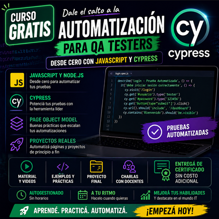 Testing con Cypress. 2026 Automatización Avanzada.